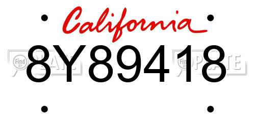 8Y89418 California License Plate