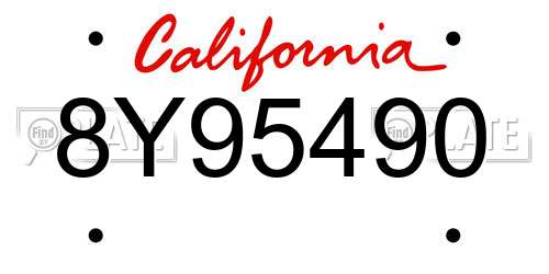 8Y95490 California License Plate