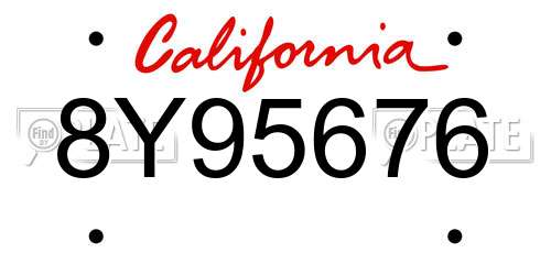8Y95676 California License Plate