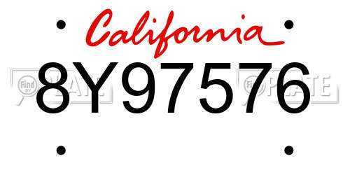 8Y97576 California License Plate