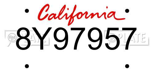 8Y97957 California License Plate