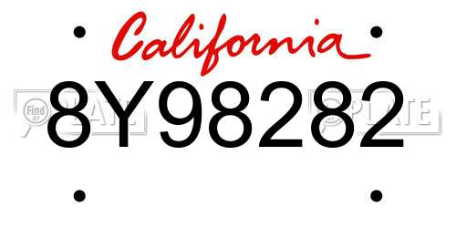 8Y98282 California License Plate