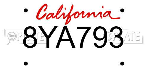 8YA793 California License Plate