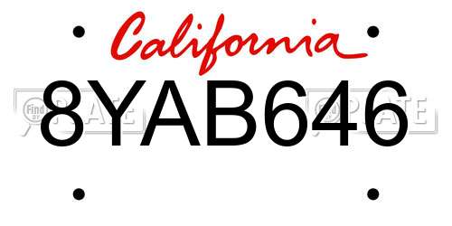 8YAB646 California License Plate