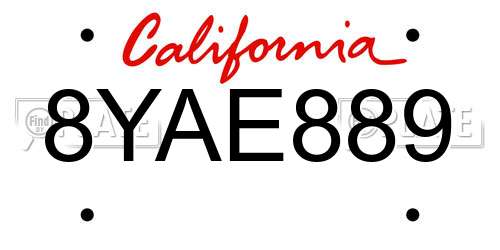 8YAE889 California License Plate