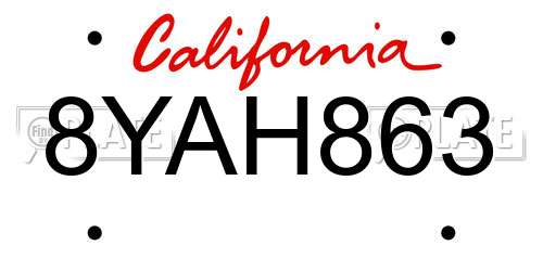 8YAH863 California License Plate