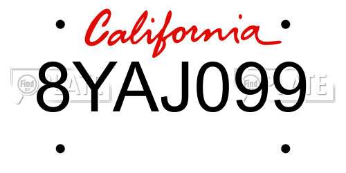 8YAJ099 California License Plate