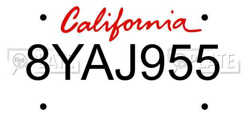 8YAJ955 California License Plate