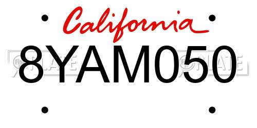8YAM050 California License Plate