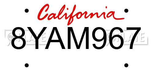 8YAM967 California License Plate