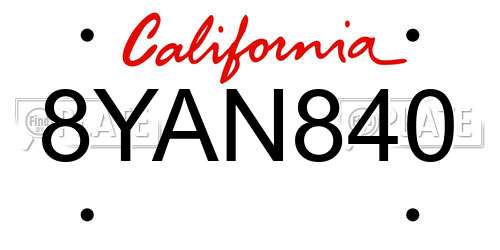 8YAN840 California License Plate