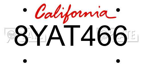 8YAT466 California License Plate