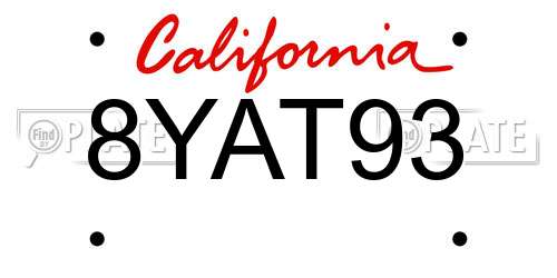 8YAT93 California License Plate