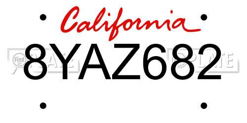 8YAZ682 California License Plate