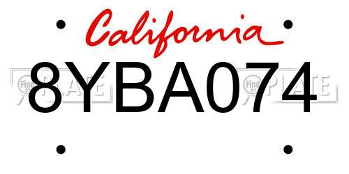 8YBA074 California License Plate