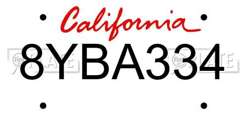 8YBA334 California License Plate