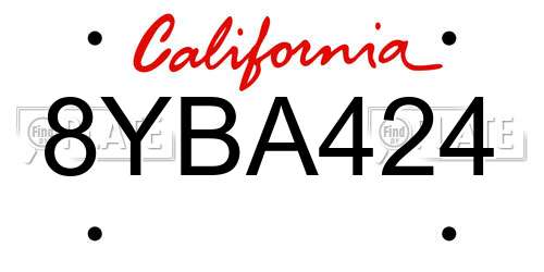 8YBA424 California License Plate