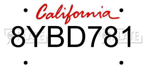 8YBD781 California License Plate