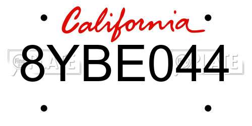 8YBE044 California License Plate