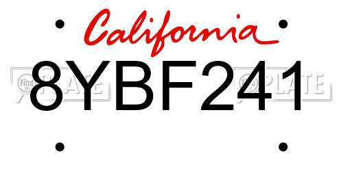 8YBF241 California License Plate