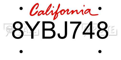 8YBJ748 California License Plate