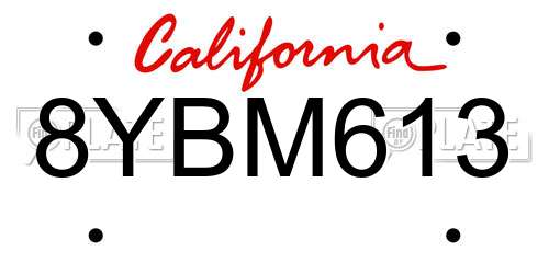 8YBM613 California License Plate