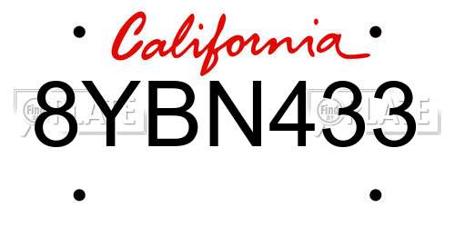 8YBN433 California License Plate