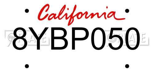 8YBP050 California License Plate