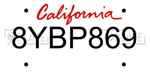 8YBP869 California License Plate