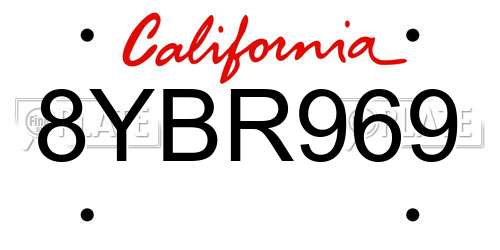8YBR969 California License Plate