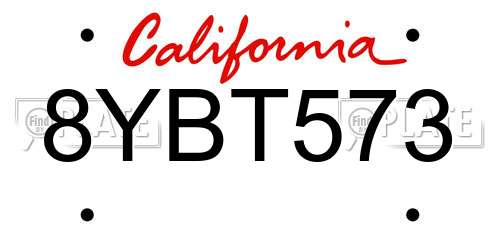 8YBT573 California License Plate