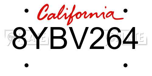 8YBV264 California License Plate