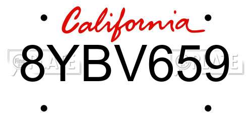 8YBV659 California License Plate