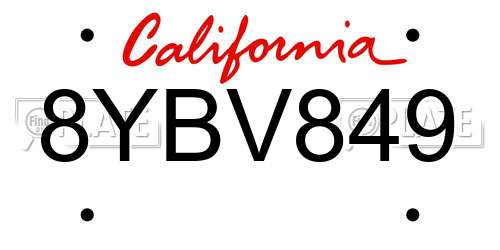 8YBV849 California License Plate