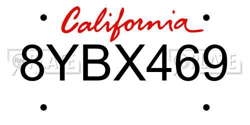8YBX469 California License Plate