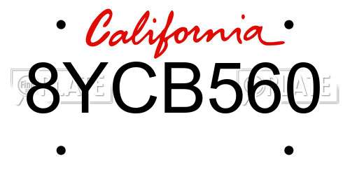 8YCB560 California License Plate