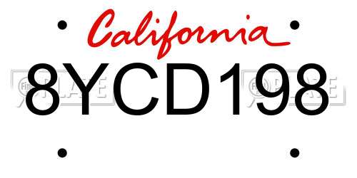 8YCD198 California License Plate