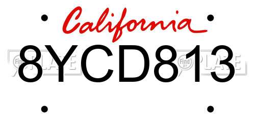 8YCD813 California License Plate