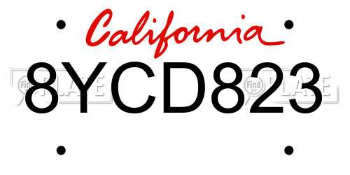 8YCD823 California License Plate