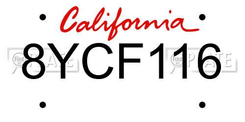 8YCF116 California License Plate