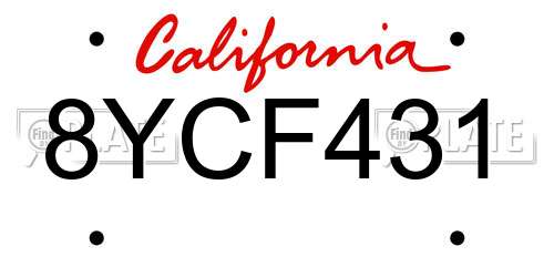 8YCF431 California License Plate