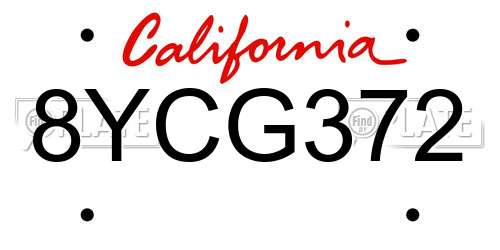 8YCG372 California License Plate