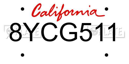 8YCG511 California License Plate