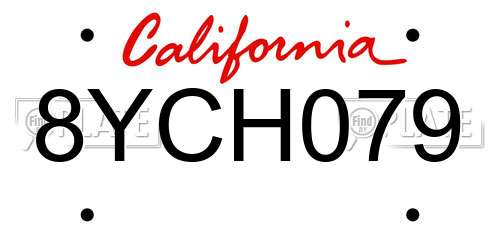8YCH079 California License Plate
