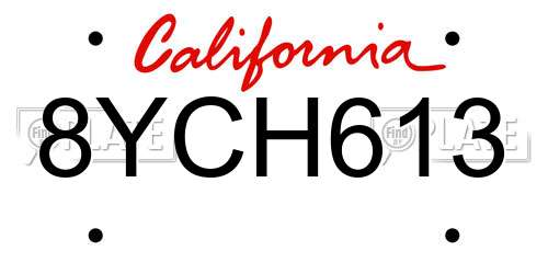 8YCH613 California License Plate