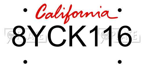 8YCK116 California License Plate