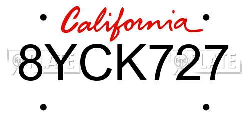 8YCK727 California License Plate