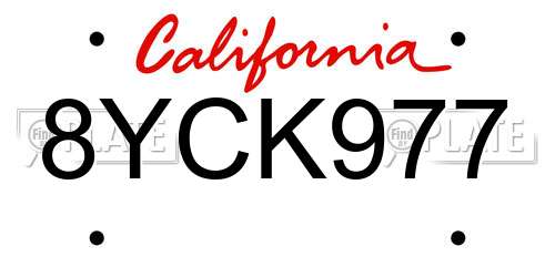 8YCK977 California License Plate