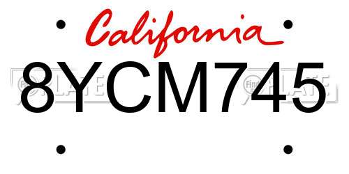 8YCM745 California License Plate