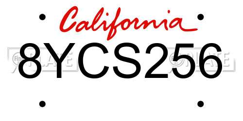 8YCS256 California License Plate